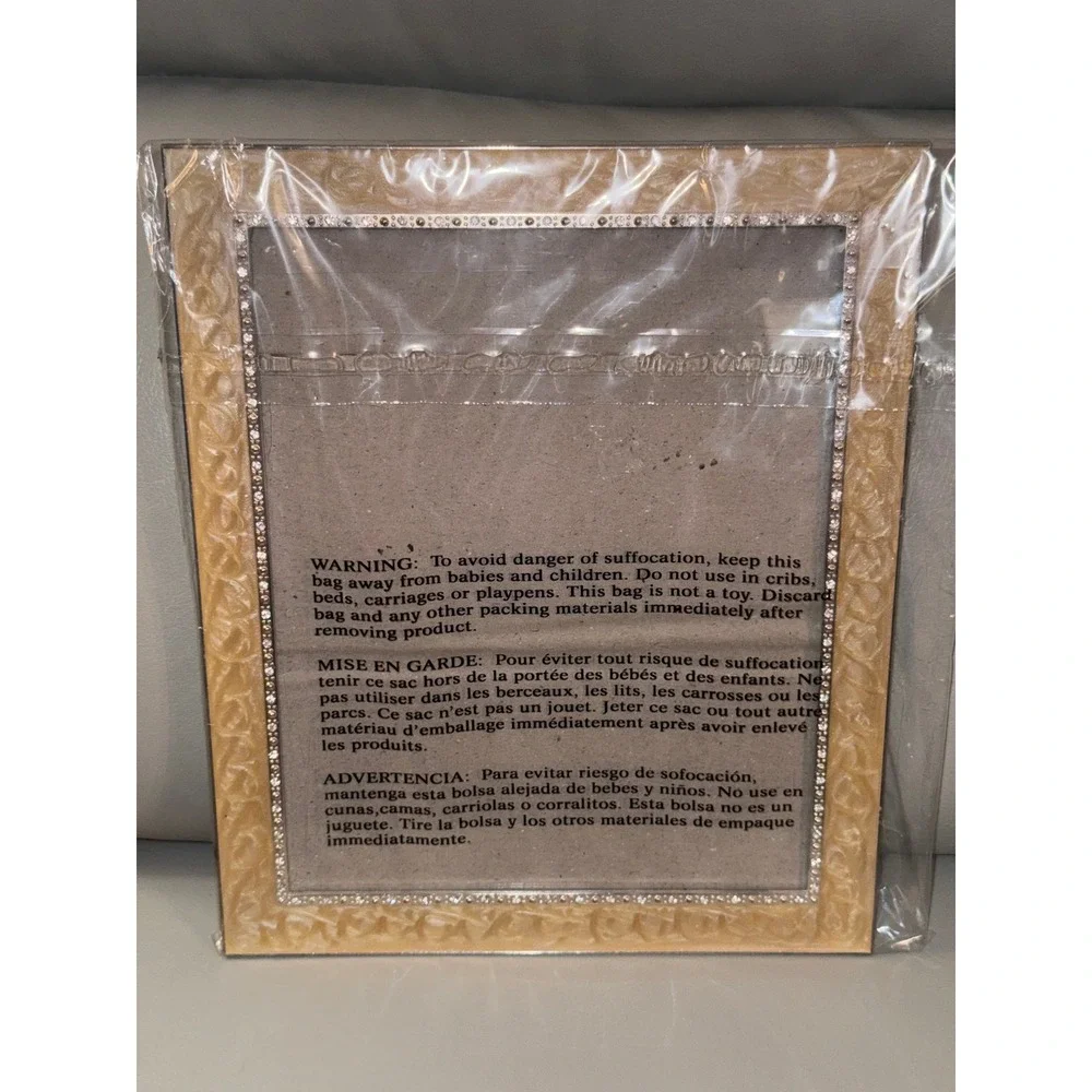 Champagne Gold Marbled Picture Frame with Rhinestone Border Elegant Home Decor